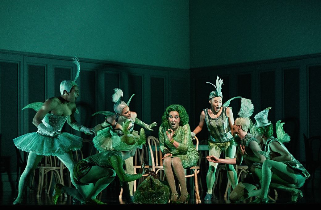 Christine Rice (The Muse) and fairies &copy; ROH | Camilla Greenwell, 2024