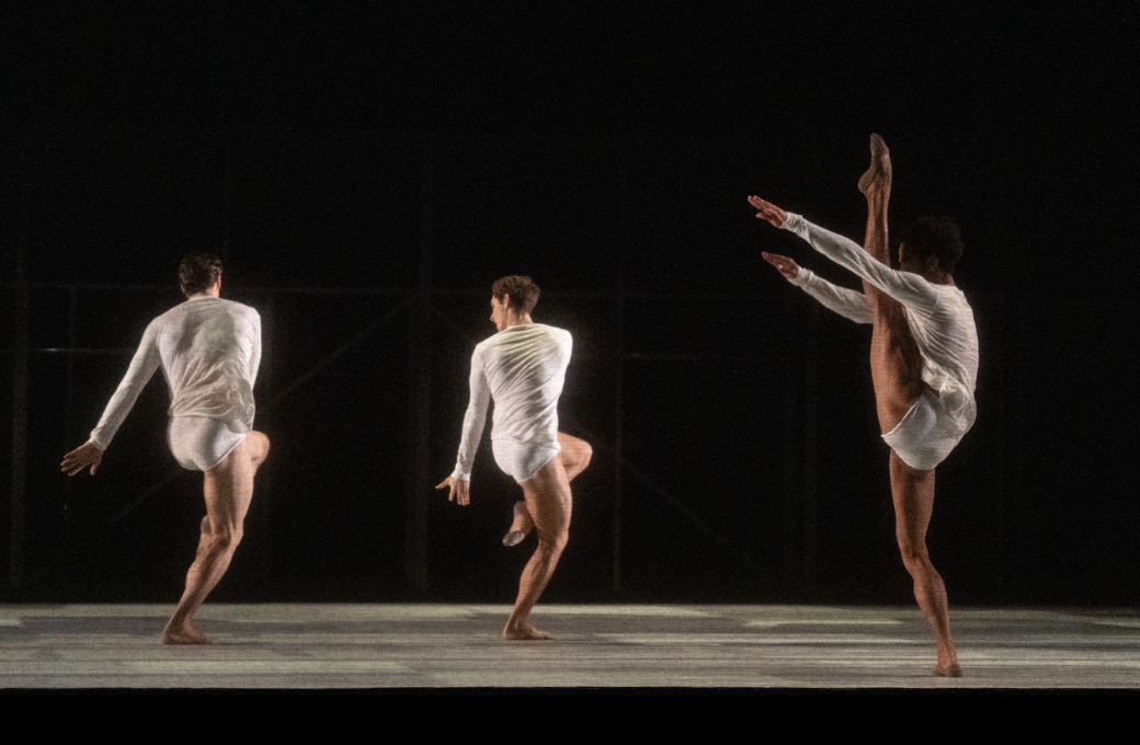 Lukas B. Br&aelig;ndsr&oslash;d, Giacomo Rovero and Joseph Sissens in McGregor's <i>MaddAddam</i> &copy; Andrej Uspenski