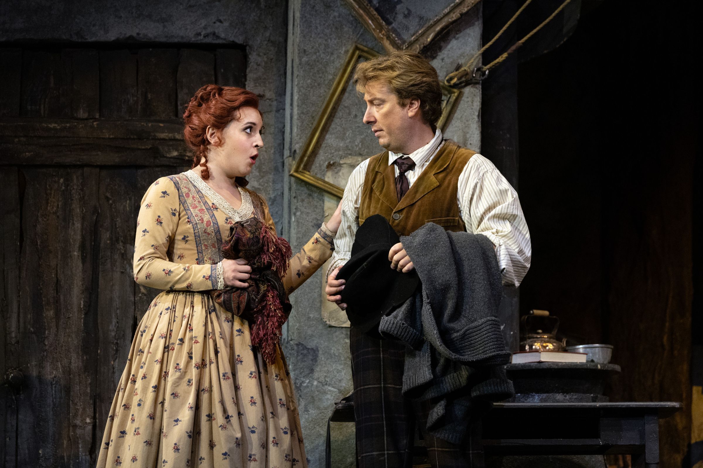 Emily Pogorelc (Musetta) and Boris Pinkhasovich (Marcello) &copy; Marty Sohl | Met Opera