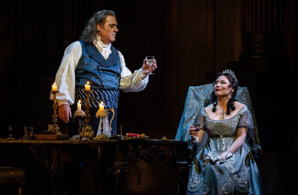 Sir Bryn Terfel (Scarpia) and Natalya Romaniw (Tosca) © RBO | Clive Barda