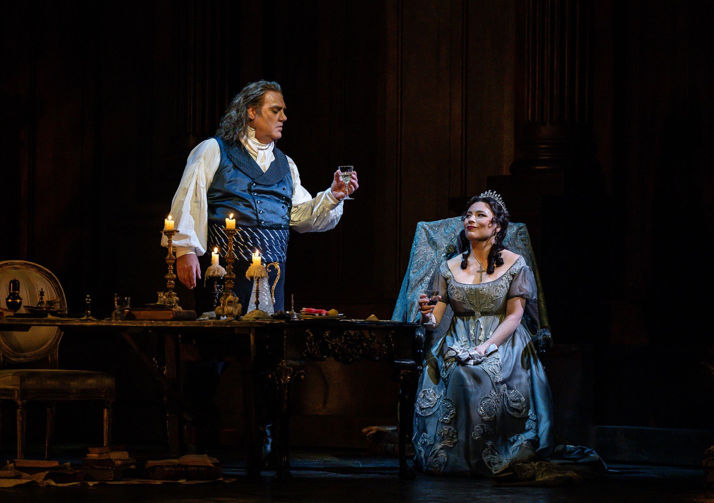 Sir Bryn Terfel (Scarpia) and Natalya Romaniw (Tosca) &copy; RBO | Clive Barda