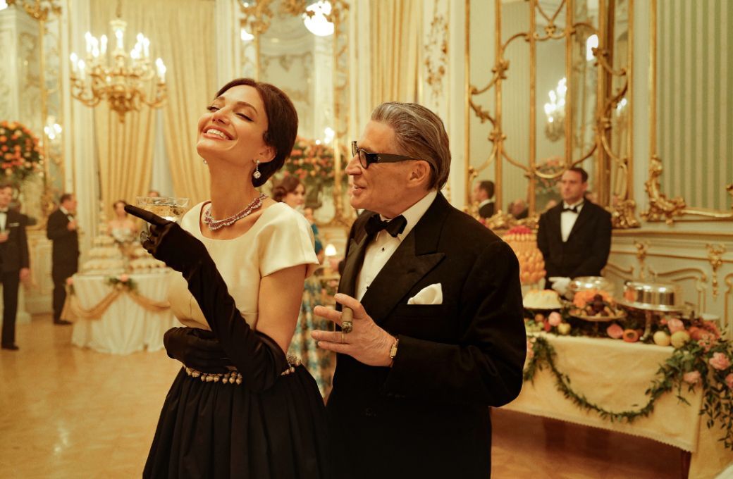 Angelina Jolie (Maria Callas) and Haluk Bilginer (Aristotle Onassis) in <i>Maria</i> &copy; 2024 Netflix Inc | Photo by Pablo Larra&iacute;n