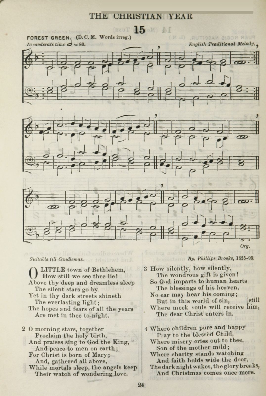 “Forest Green” (<i>O Little Town of Bethlehem</i>) in <i>The English Hymnal</i>, 1906 © Public domain | Oxford University Press