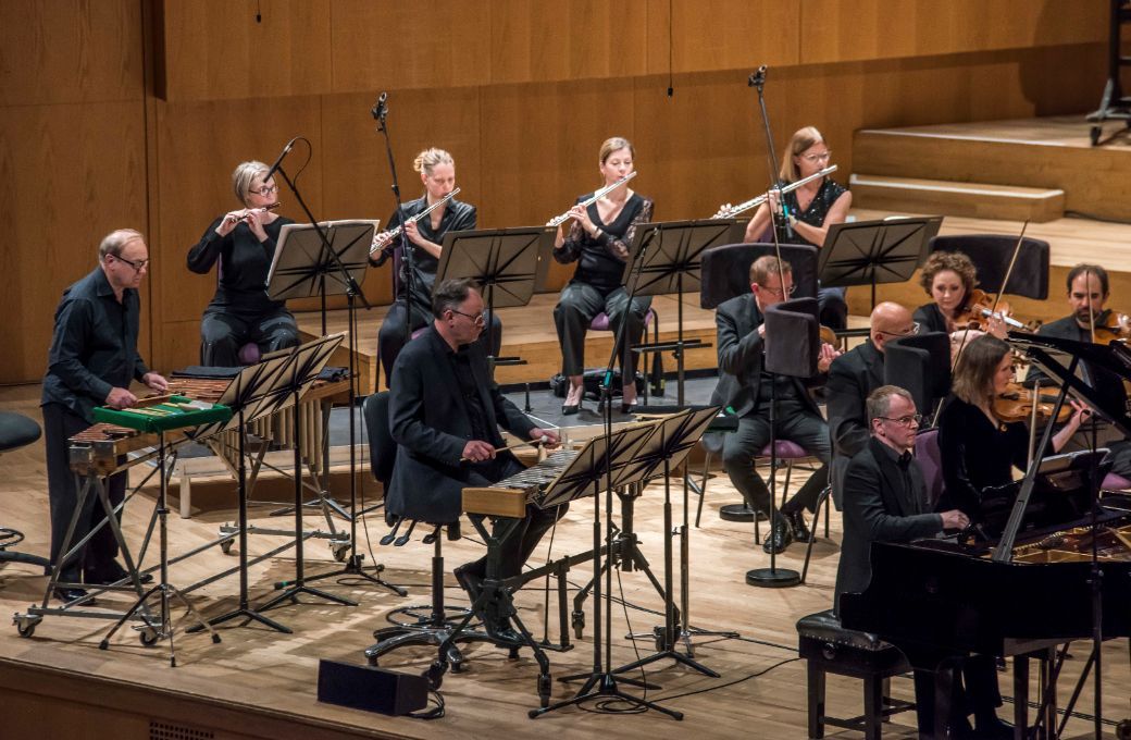Paul Patrick, Tim Williams and Steven Osborne with the BBC Philharmonic Orchestra &copy; Chris Payne