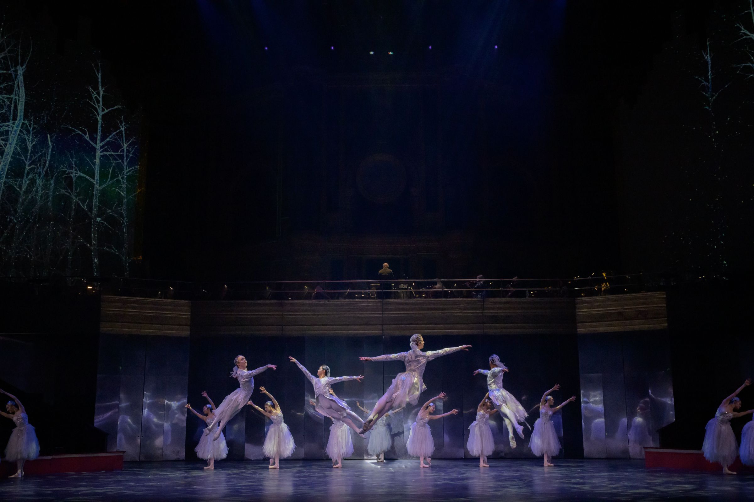 Birmingham Royal Ballet in the Snow Scene of Sir Peter Wright's <i>The Nutcracker</i> &copy; Drew Tommons