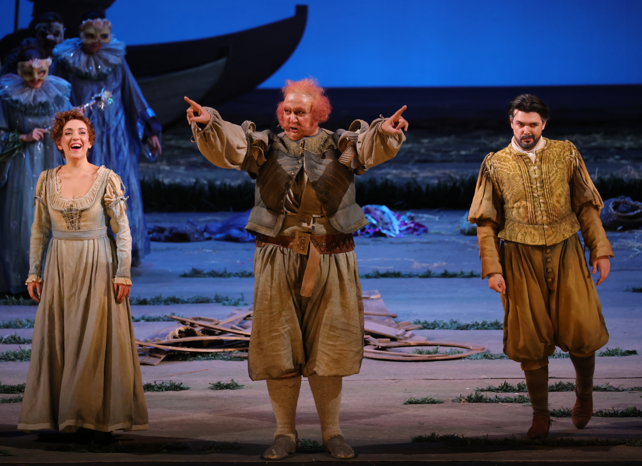 Rosa Feola (Alice), Ambrogio Maestri (Falstaff) and Luca Micheletti (Ford) &copy; Teatro alla Scala | Brescia e Amisano