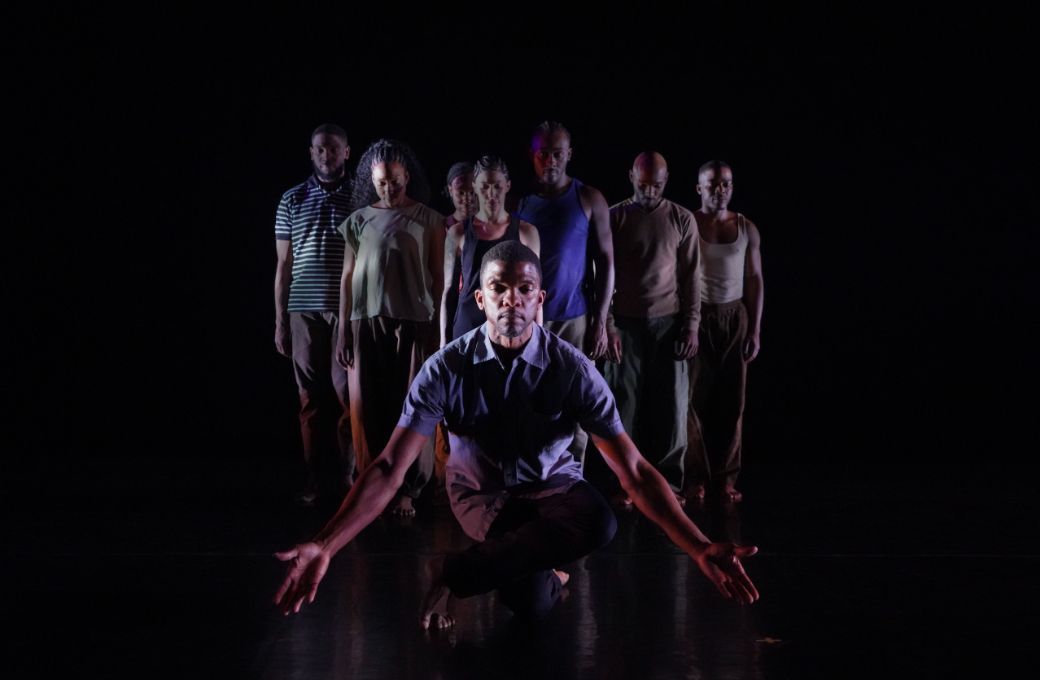 Kevin Boseman with ensemble in Ronald K. Brown's <i>Order My Steps</i> &copy; J Boogie Photography