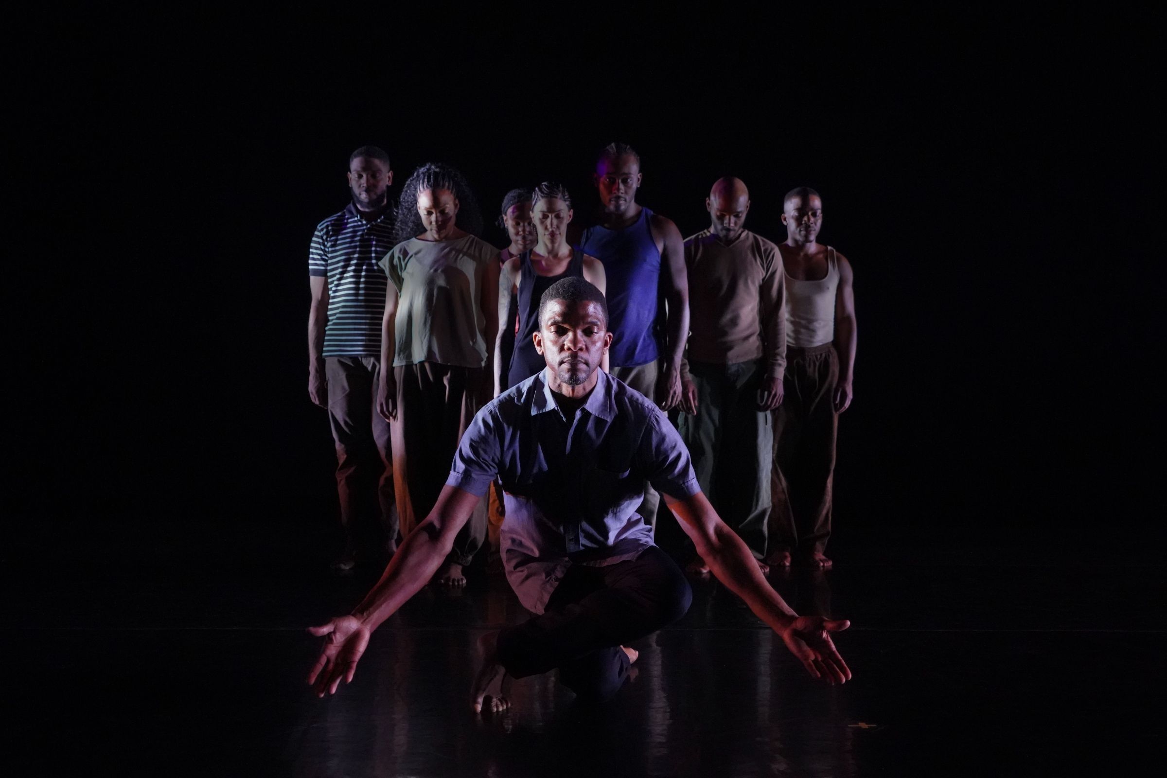 Kevin Boseman with ensemble in Ronald K. Brown's <i>Order My Steps</i> &copy; J Boogie Photography