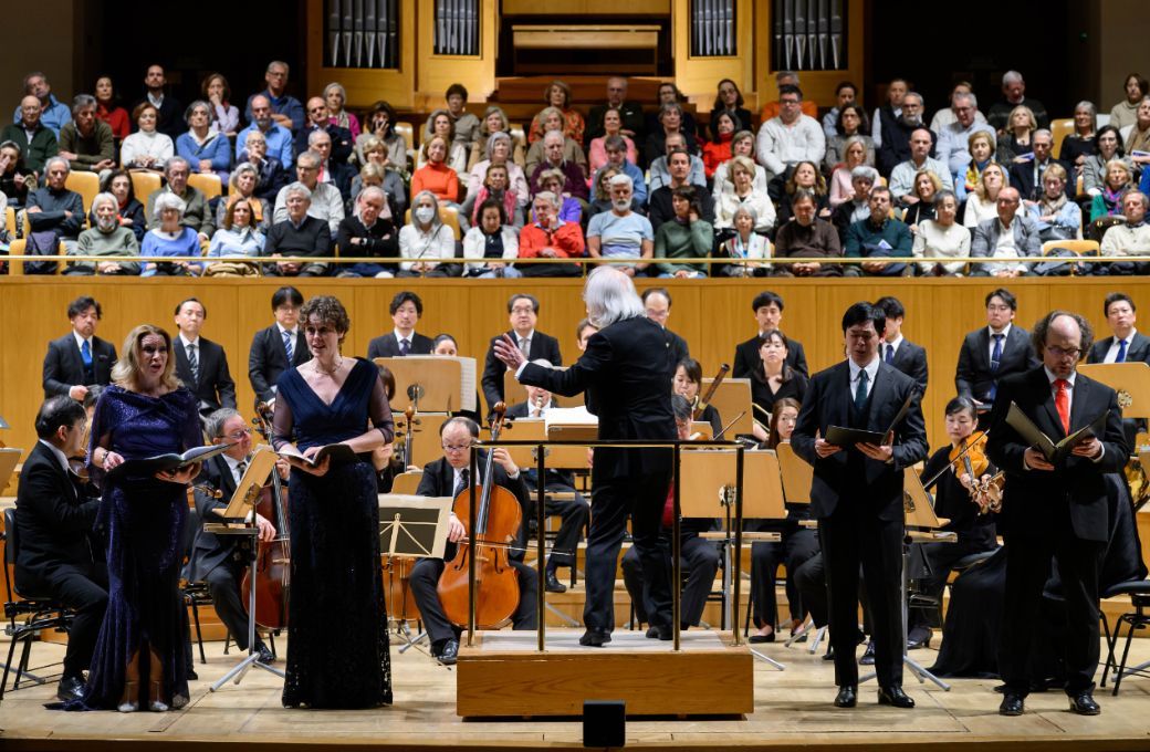 Los solistas Carolyn Sampson, Marianne Beate Kielland, Shimon Yoshida, Dominik Wörner © Rafa Martín | Ibermúsica