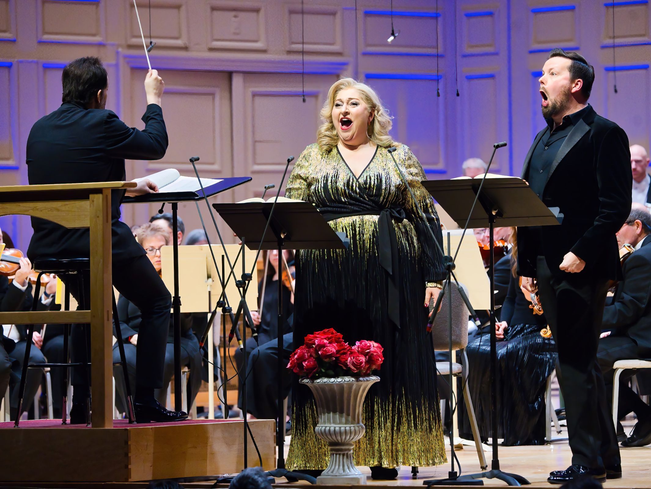 Andris Nelsons, Christine Goerke and David Butt Philip &copy; Hilary Scott, courtesy of the Boston Symphony Orchestra