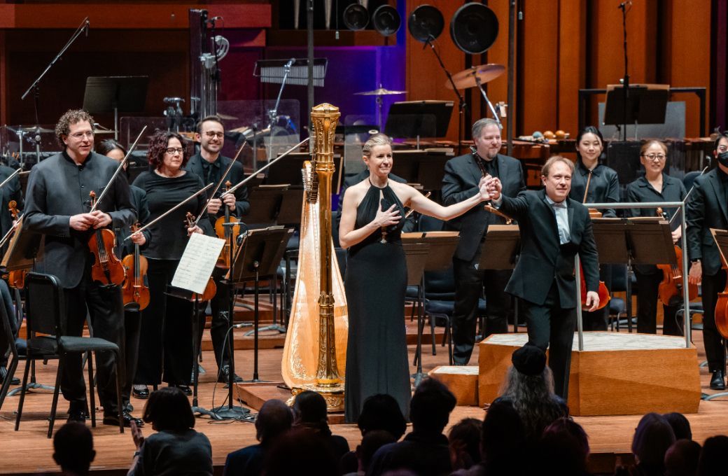 Valerie Muzzolini, Ludovic Morlot and members of the Seattle Symphony &copy; Brandon Patoc