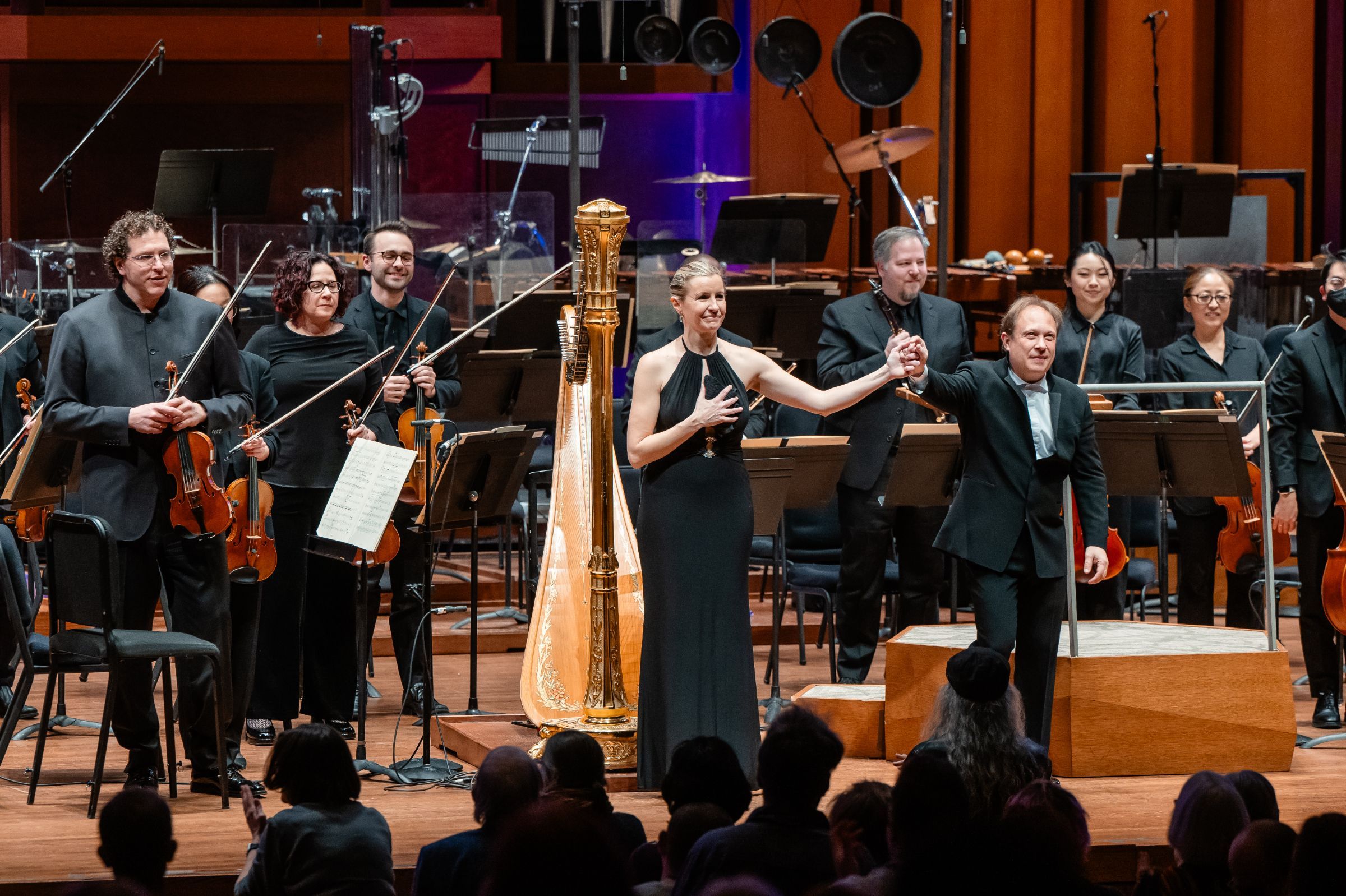 Valerie Muzzolini, Ludovic Morlot and members of the Seattle Symphony &copy; Brandon Patoc