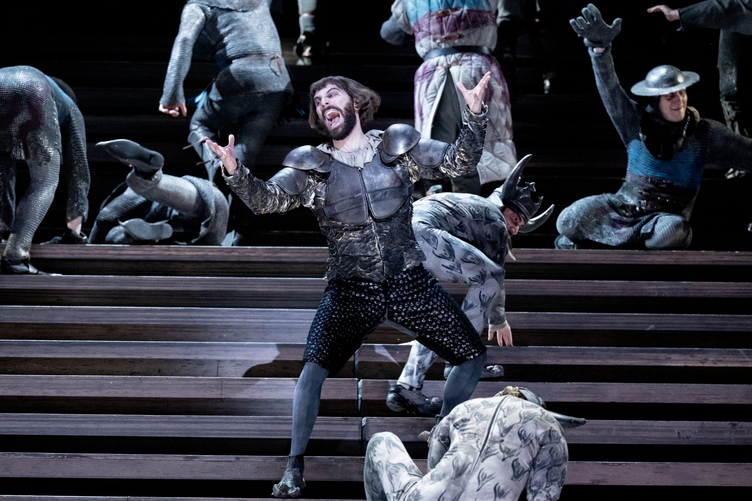 Riccardo Fassi (Ferrando) and the Royal Opera Chorus © RBO | Camilla Greenwell