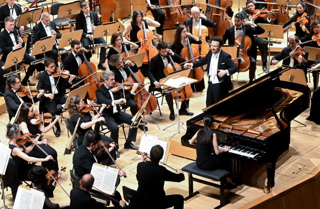 Cornelius Meister, Alexandra Dovgan y la Orquesta Nacional de Espa&ntilde;a &copy; Jos&eacute; Luis Pindado | OCNE
