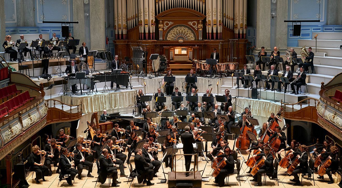 Orchestra of Opera North performing at Huddersfield Town Hall © Justin Slee