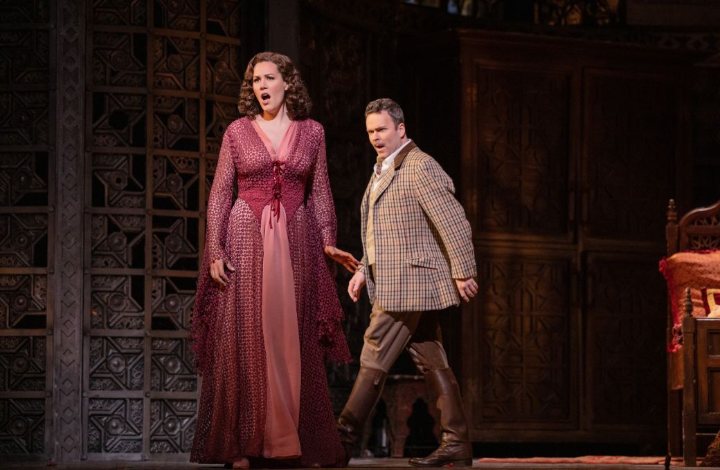 Federica Lombardi (Countess) and Joshua Hopkins (Count Almaviva) &copy; Evan Zimmerman | Met Opera