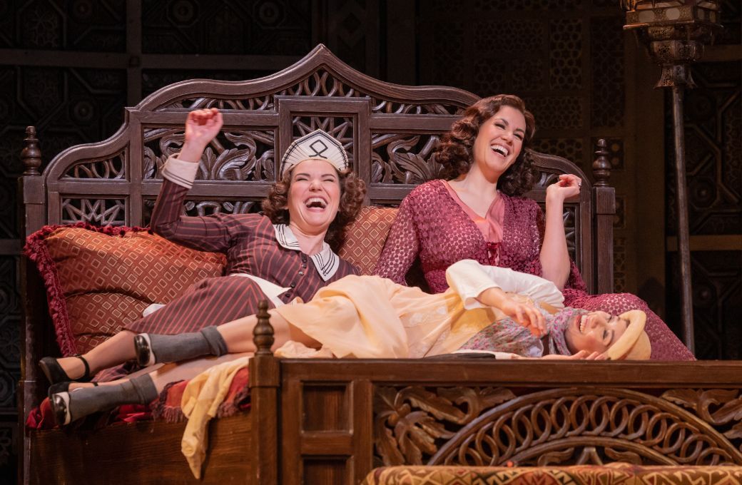 Olga Kulchynska (Susanna), Federica Lombardi (Countess) and Sun-Ly Pierce (Cherubino) &copy; Evan Zimmerman | Met Opera