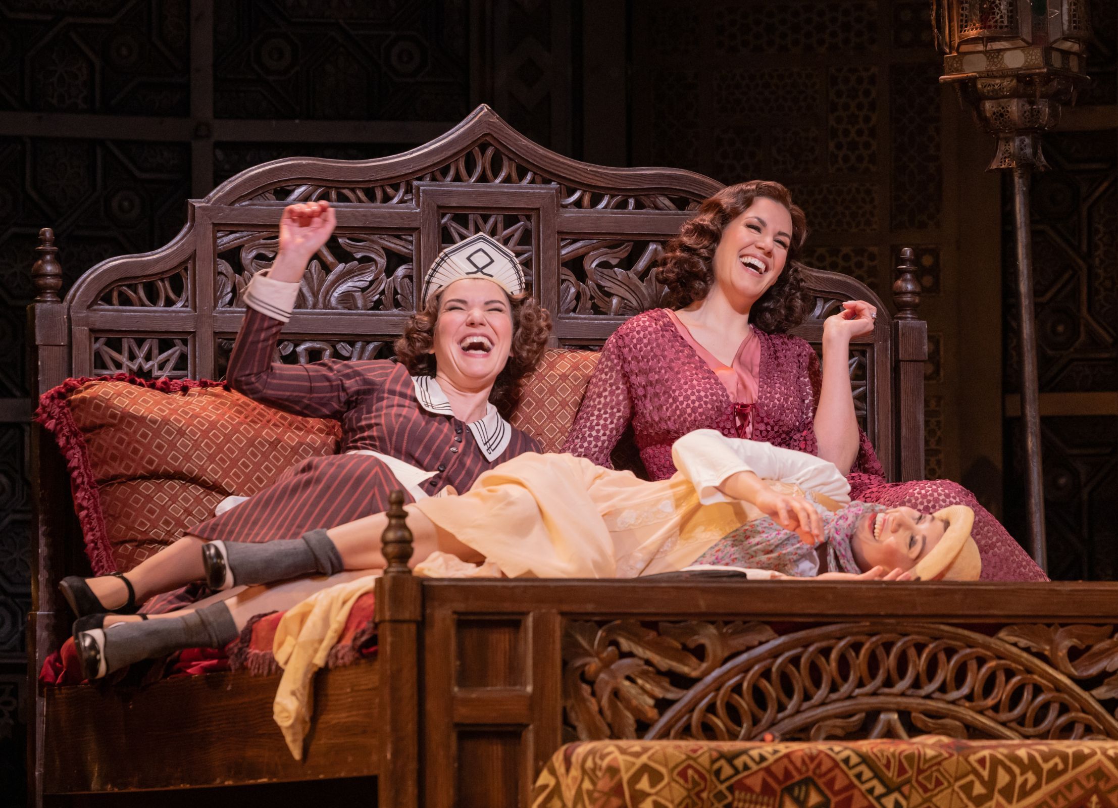Olga Kulchynska (Susanna), Federica Lombardi (Countess) and Sun-Ly Pierce (Cherubino) &copy; Evan Zimmerman | Met Opera