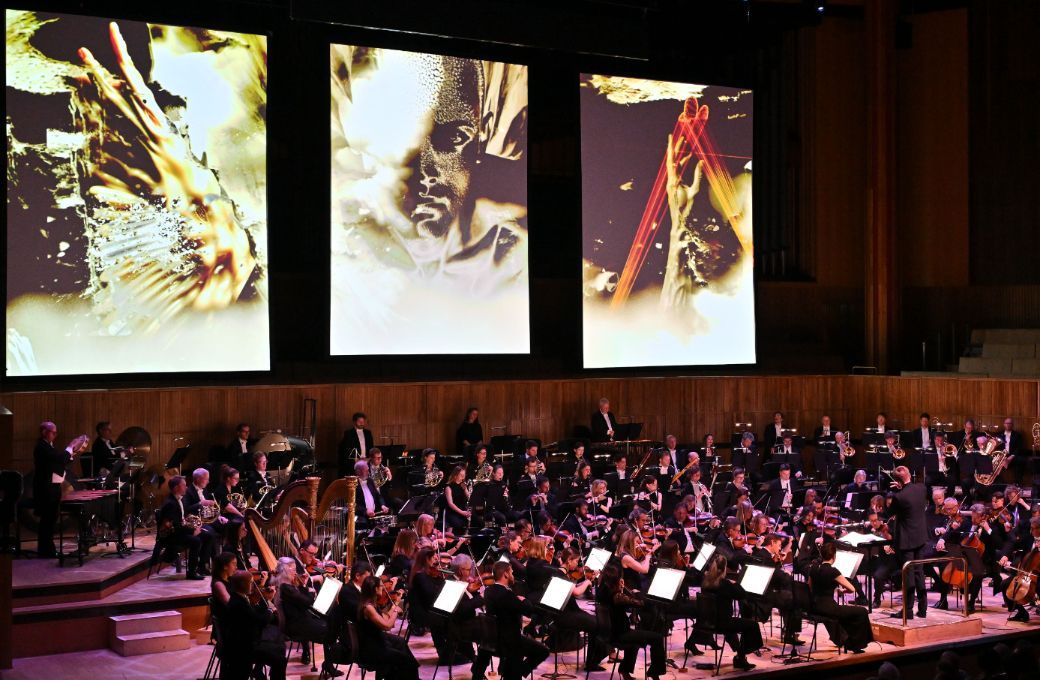Kirill Serebrennikov's installation for Shostakovich's Leningrad Symphony © Mark Allan | RPO