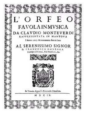 Front cover of the score of <i>L'Orfeo</i>, published in Venice in 1609