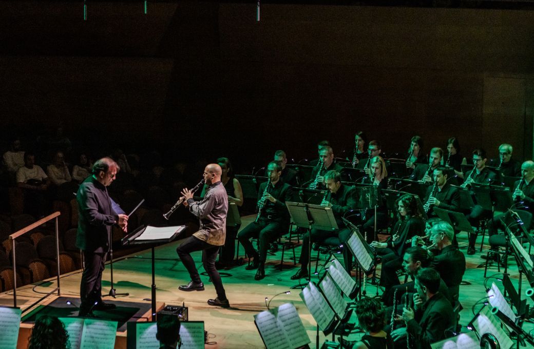José Rafael Pascual-Vilaplana, Manuel Martínez y los integrantes de las bandas © Dani Cantó | L'Auditori