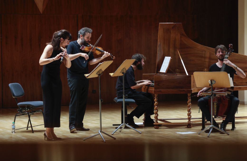 Anna Besson, traverso, Louis Creac&rsquo;h, viola, Jean Rondeau, clave, Robin Pharo, viola da gamba &copy; Elvira Meg&iacute;as | CNDM (Centro Nacional de Difusi&oacute;n Musical)