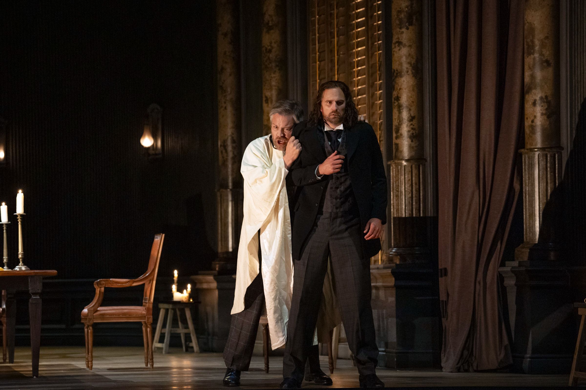 Audun Iversen (Amfortas) and Daniel Johansson (Parsifal) &copy; Glyndebourne Productions Ltd | Photo: Richard Hubert Smith