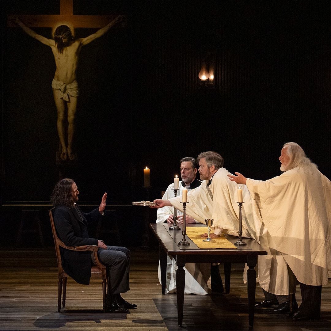 Daniel Johansson, John Relyea (Gurnemanz), Audun Iversen (Amfortas) and John Tomlinson (Titurel) &copy; Glyndebourne Productions Ltd | Photo: Richard Hubert Smith