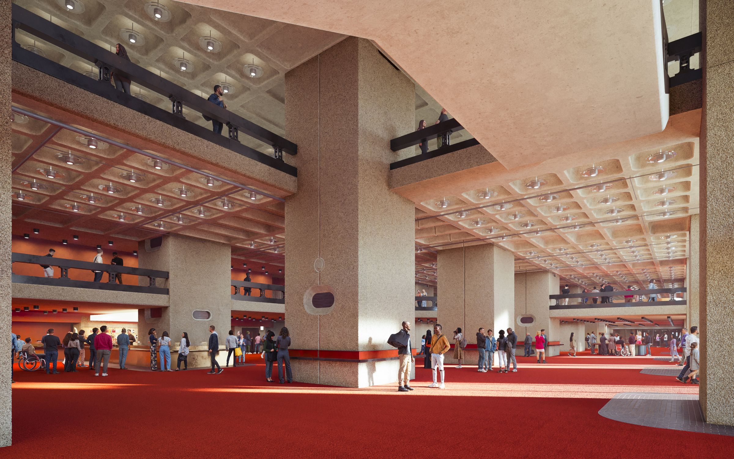Revamped foyer at the Barbican Centre &copy; Kin Creatives for Allies and Morrison and Asif Khan Studio