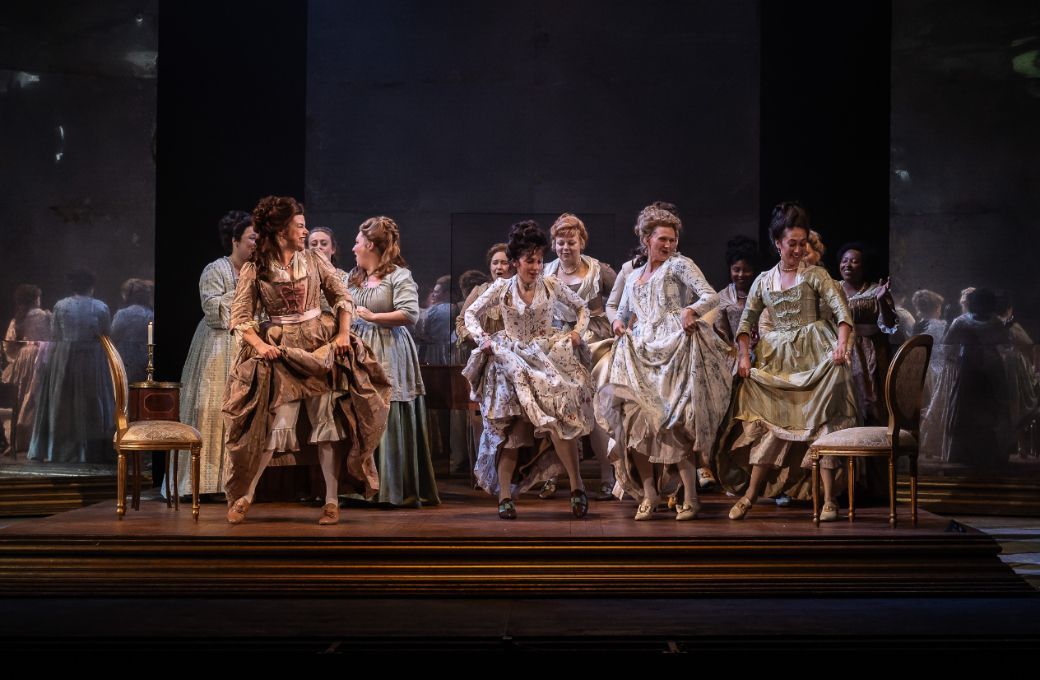 Stephanie Wake-Edwards (Polina) and chorus &copy; Julian Guidera
