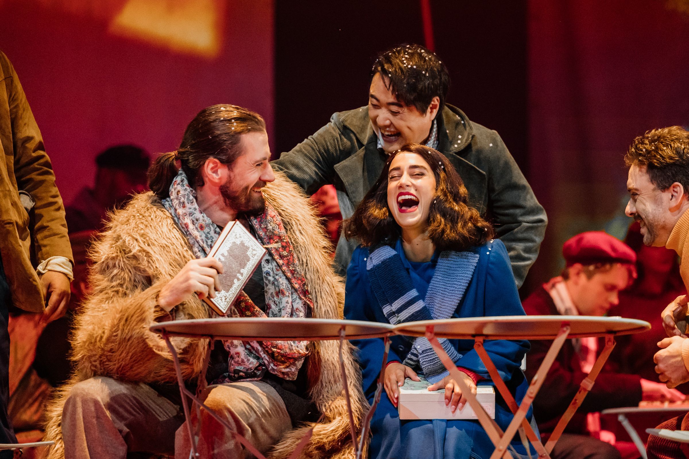 Hadleigh Adams (Colline), Ji-Min Park (Rodolfo) and Elena Perroni (Mimì) © Andi Crown