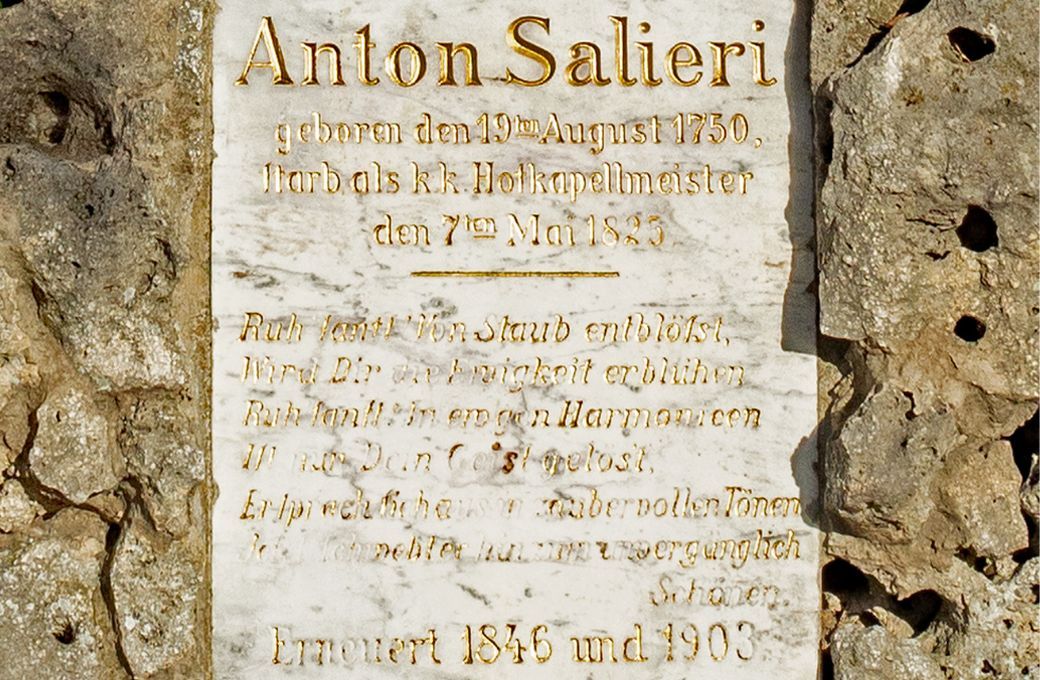 The gravestone of Antonio Salieri in the Vienna Central Cemetary (gate 2, group 0, row 1, number 54) &copy; Eva Maria Mandl | Wikimedia Commons CC-BY-SA-4.0
