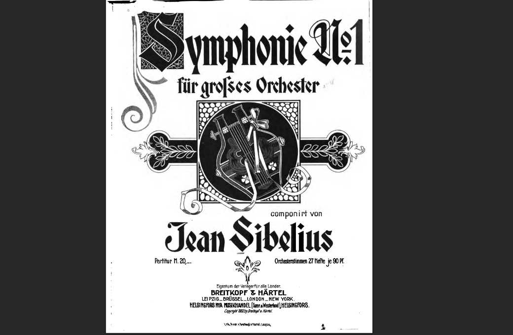 Cover of the first ediion of Sibelius' First Symphony © Public Domain