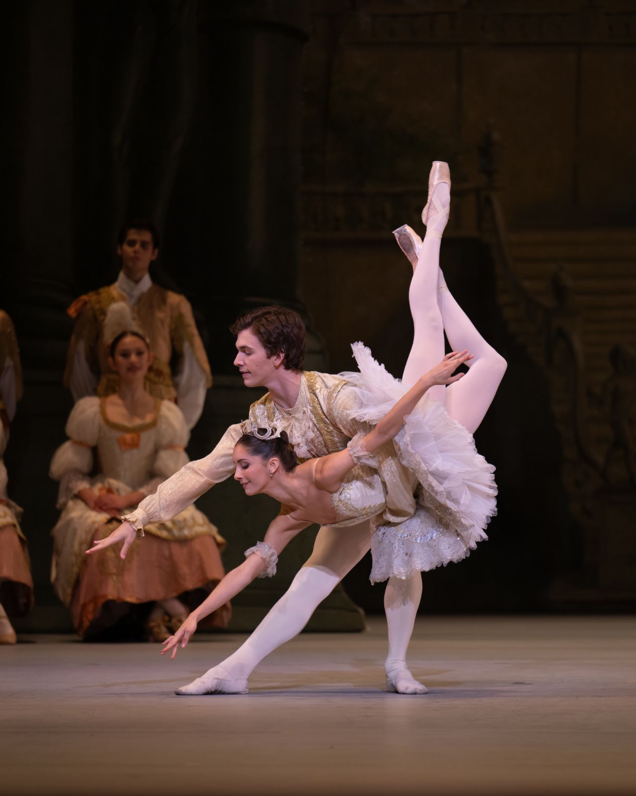 Aurora Chinchilla and Joe Parkinson in <i>Aurora's Wedding</i>, after Marius Petipa &copy; 2025 The Royal Ballet School. Photography by ASH