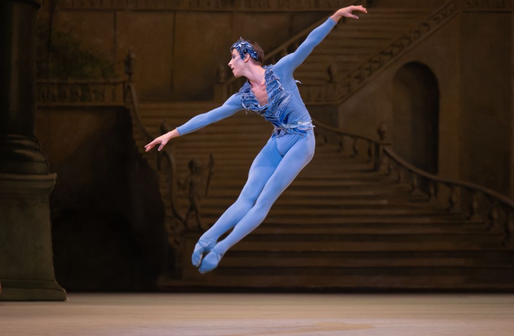 Amos Child as the Bluebird in <i>Aurora's Wedding</i>, after Marius Petipa &copy; 2025 The Royal Ballet School. Photography by ASH