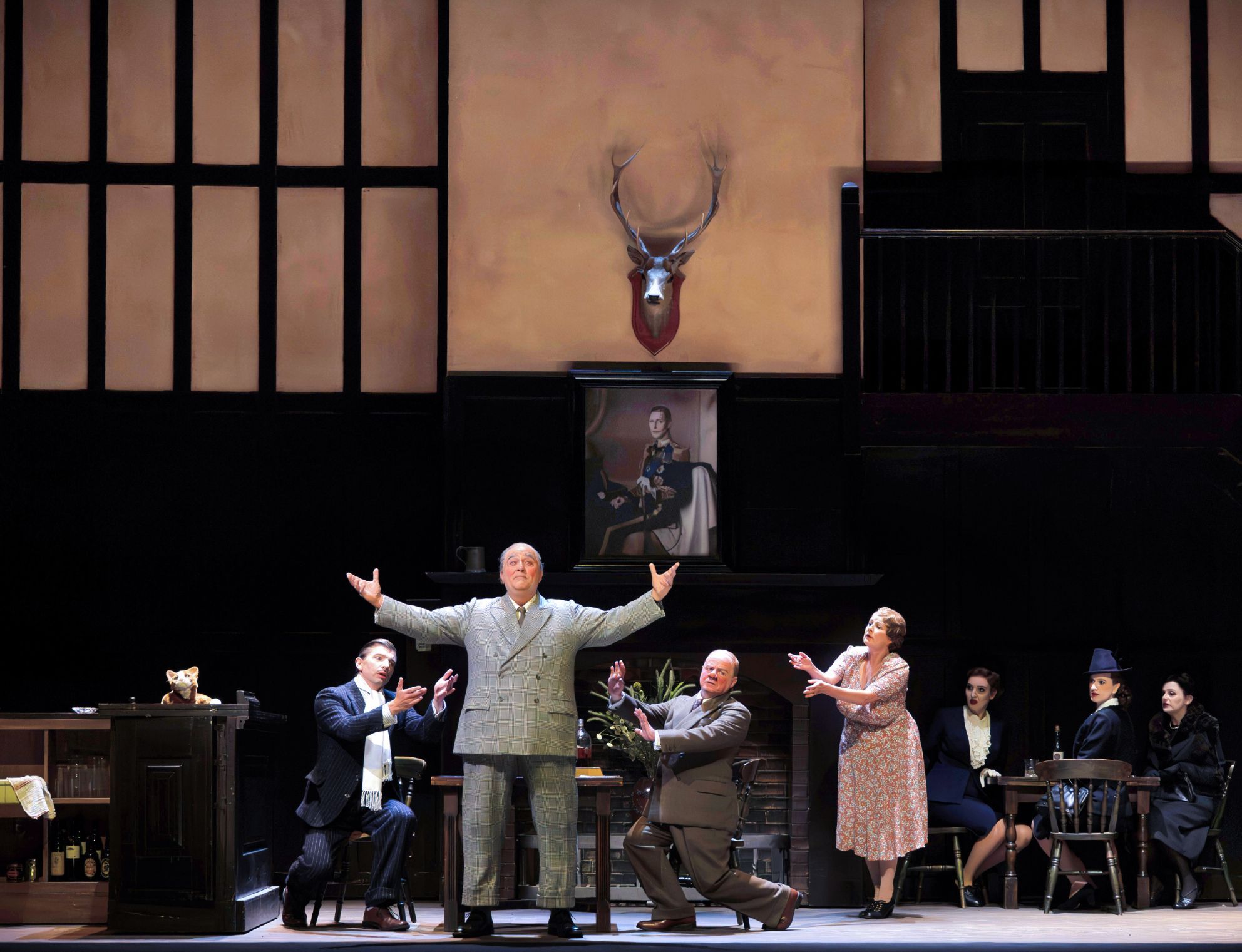 Callum Thorpe (Pistol), Renato Girolami (Falstaff) and Colin Judson (Bardolph) &copy; Glyndebourne Productions Ltd | Photo: Bill Knight