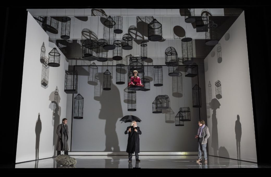 Charles Cunliffe (Kuligin), John Tomlinson (Dikoj), Sam Furness (Kudrjáš) and Miryam Tomè (Angel) © Glyndebourne Productions Ltd. Photo: Marc Brenner