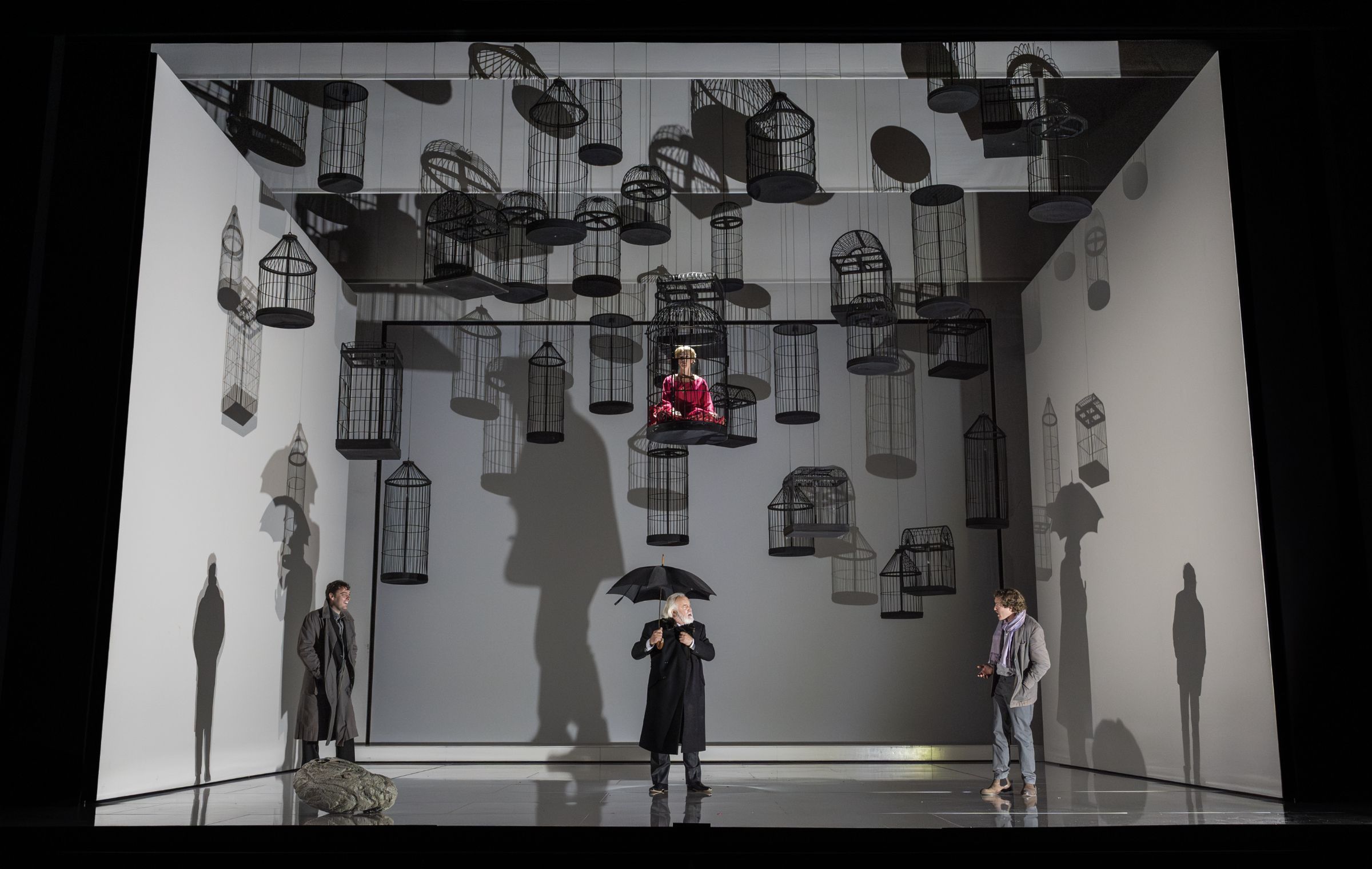 Charles Cunliffe (Kuligin), John Tomlinson (Dikoj), Sam Furness (Kudrjáš) and Miryam Tomè (Angel) © Glyndebourne Productions Ltd. Photo: Marc Brenner