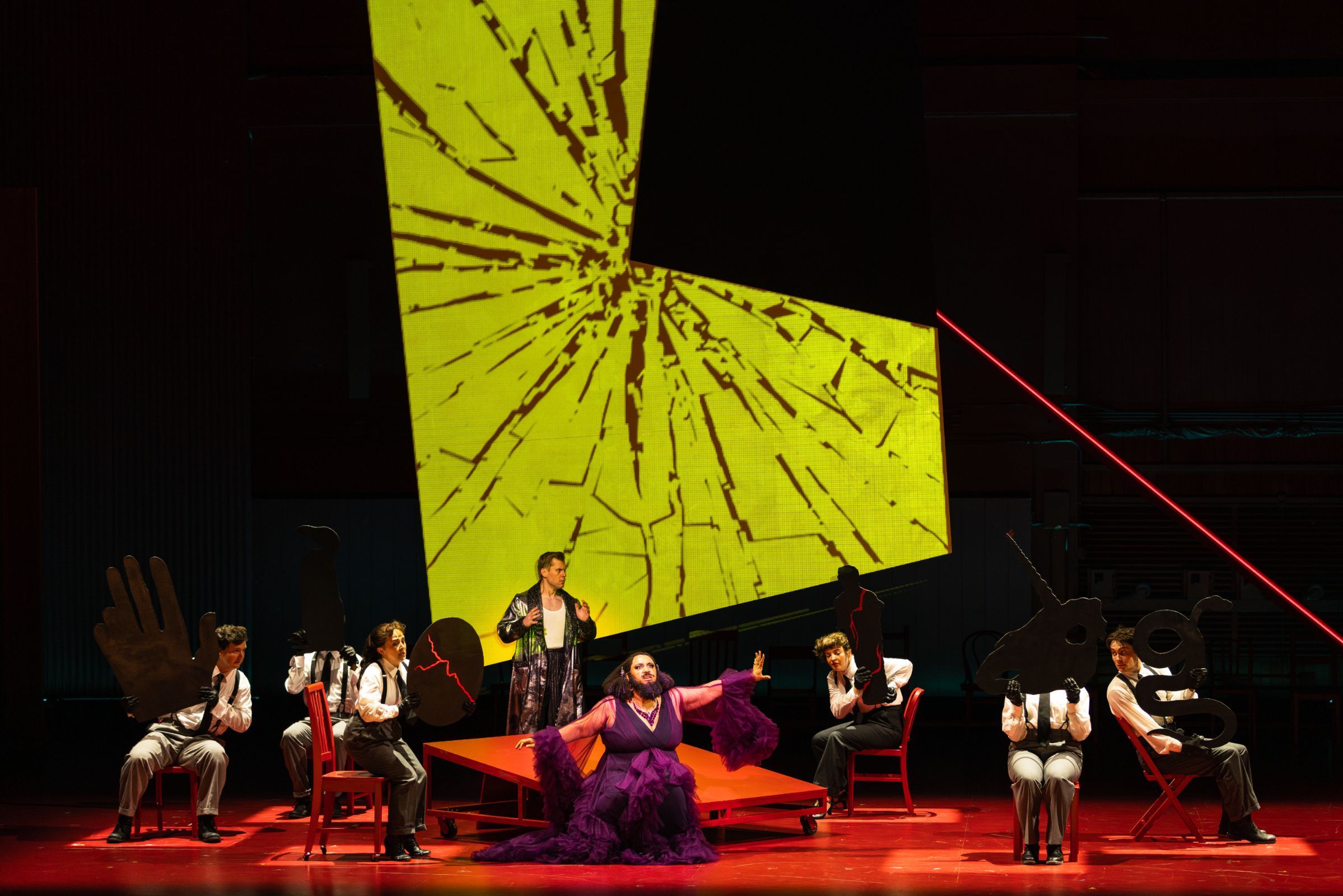 Deborah Nansteel (Baba the Turk), Adrian Kramer (Tom Rakewell) &copy; The Glimmerglass Festival | Kayleen Bertrand