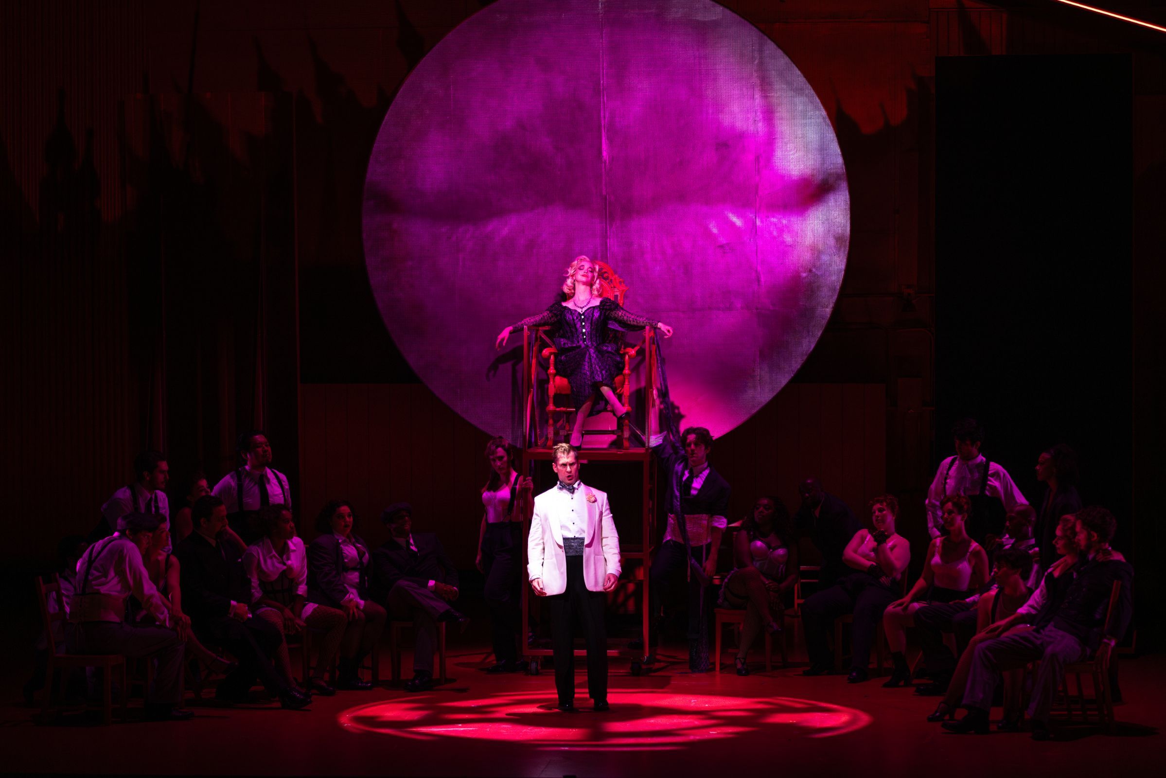 Adrian Kramer (Tom Rakewell), Tzytle Steinman (Mother Goose) &copy; The Glimmerglass Festival | Kayleen Bertrand