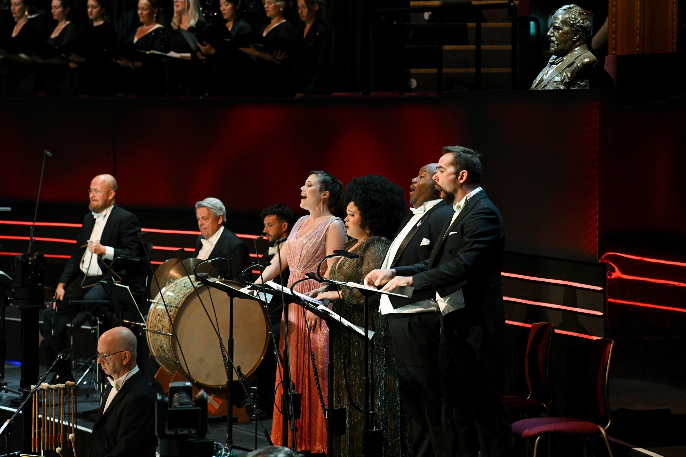 Clara Cecilie Thomsen, Jasmine White, Issachah Savage and Adam Palka with the Danish NSO &copy; BBC | Chris Christodoulou