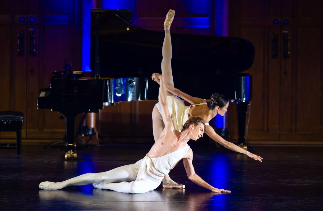 Fumi Kaneko and Vadim Muntagirov in George Balanchine's <i>Apollo</i> &copy; Deborah Jaffe