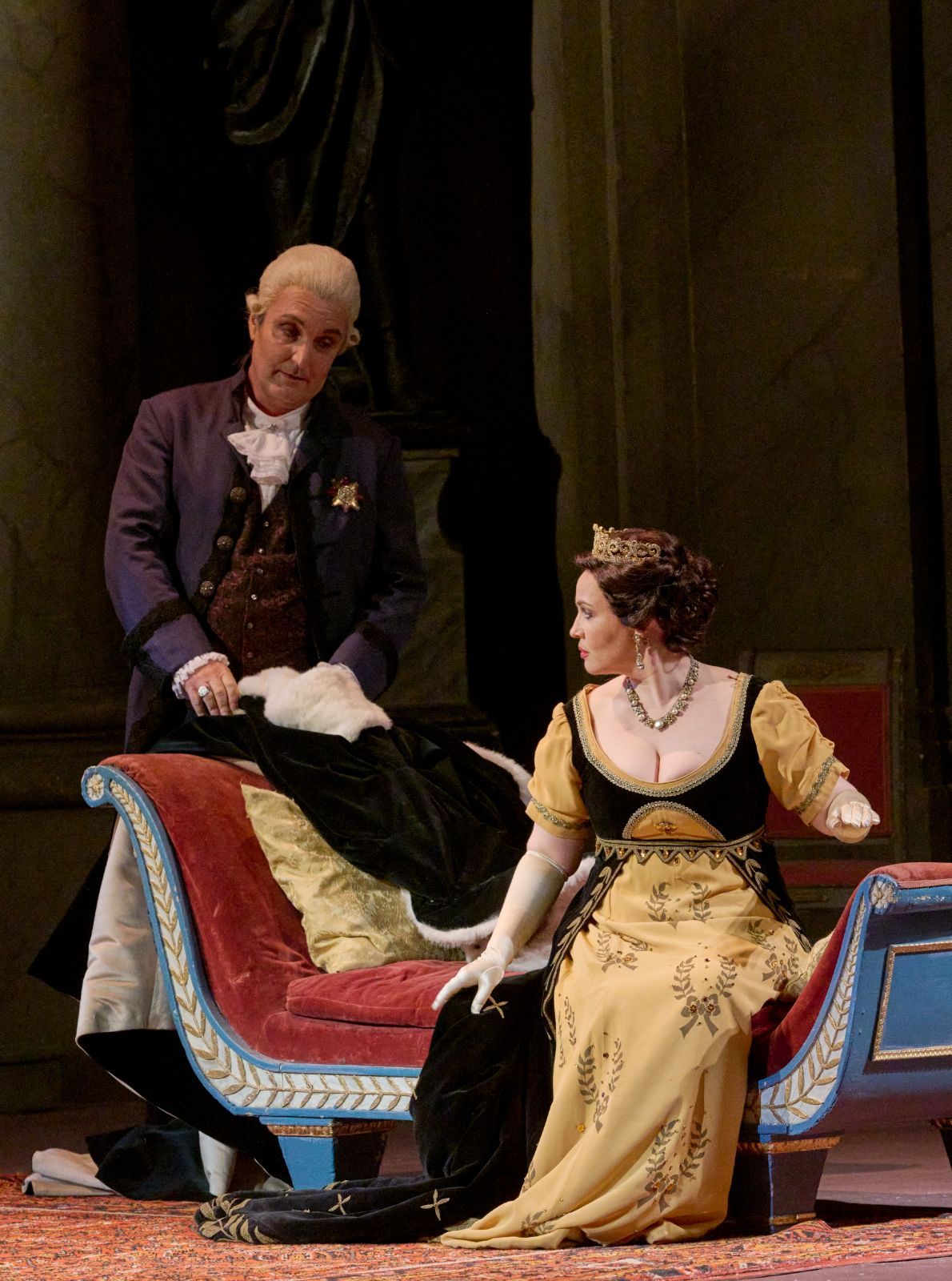 Ludovic Tézier (Scarpia) and Elena Stikhina (Tosca) &copy; Wiener Staatsoper | Michael Pöhn