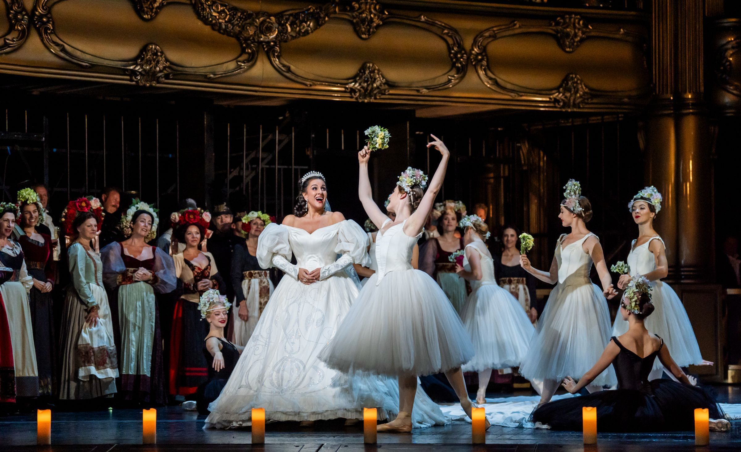 Joyce El-Khoury (Hélène), dancers and the Royal Opera Chorus &copy; The Royal Opera 2025 | Tristram Kenton