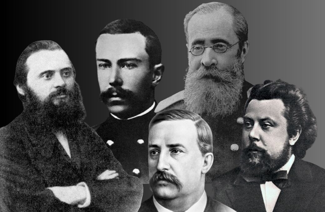 The Five (l-r): Balakirev, Rimsky-Korsakov, Borodin, Cui and Mussorgsky &copy; Public domain