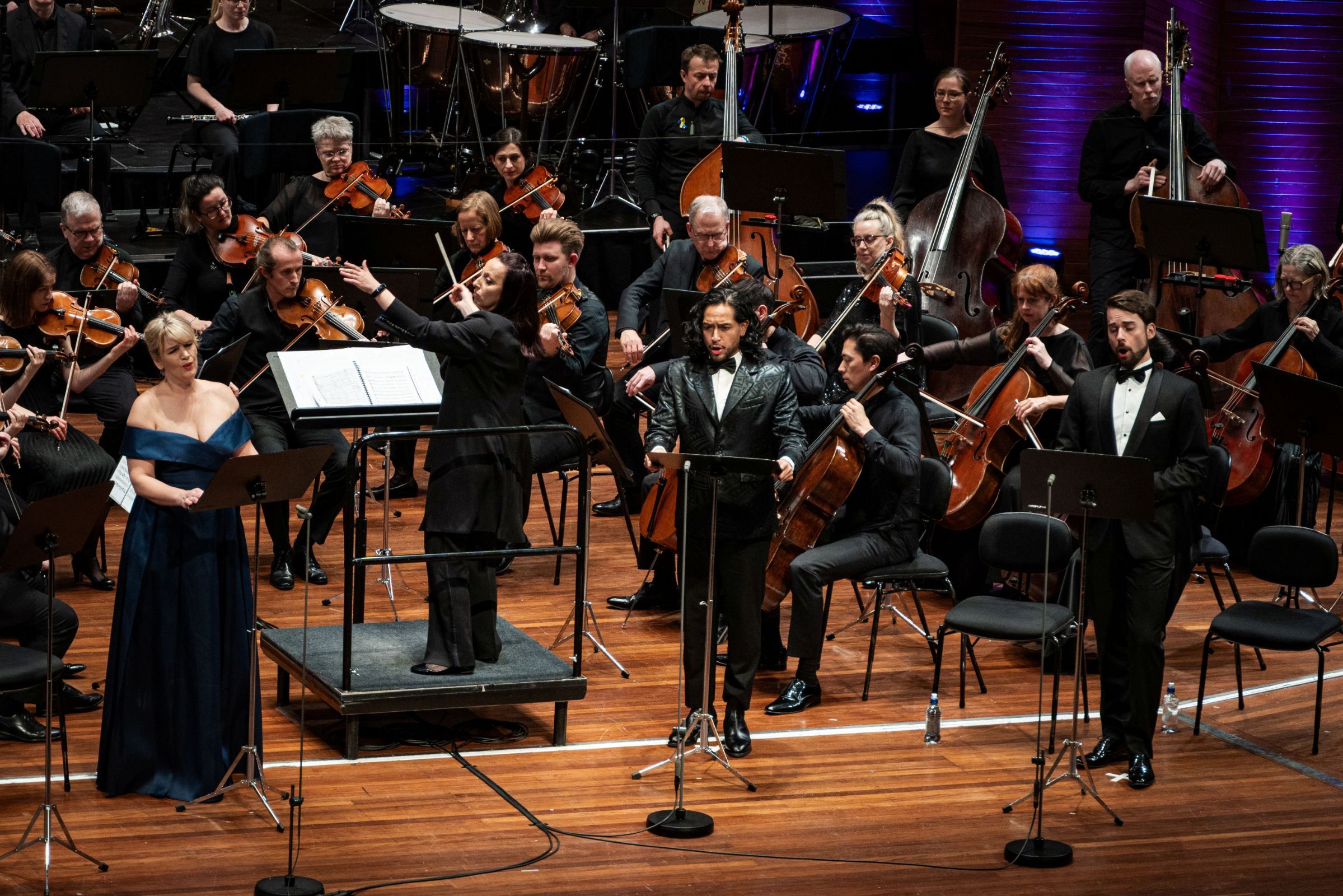 Anna Pierard, Valentina Peleggi, Filipe Manu and Jeremy Kleeman with the NZSO © Phoebe Tuxford | NZSO