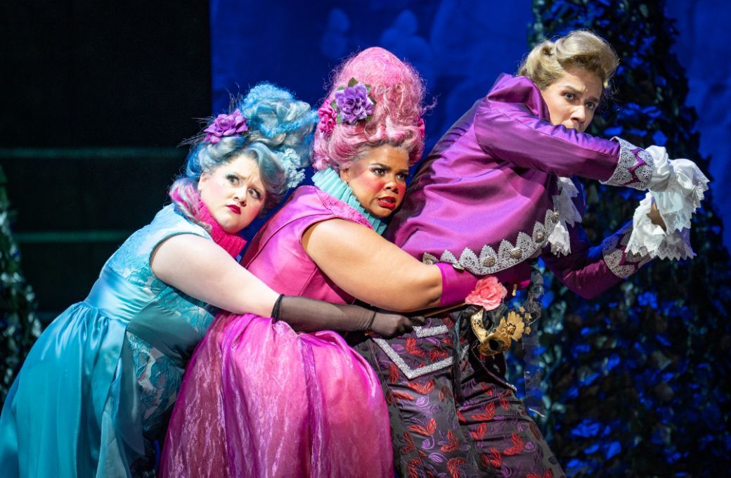Christina Grohowski (Tisbe), MiKayla Lynn Hatfield (Clorinda) and Ian Rucker (Dandini) &copy; Andrew Schwartz
