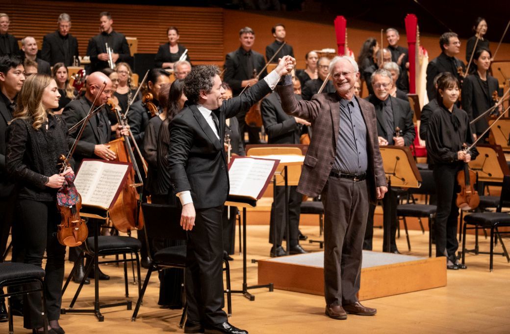 Gustavo Dudamel, John Adams and the Los Angeles Philharmonic &copy; Timothy Norris, courtesy of the Los Angeles Philharmonic Association