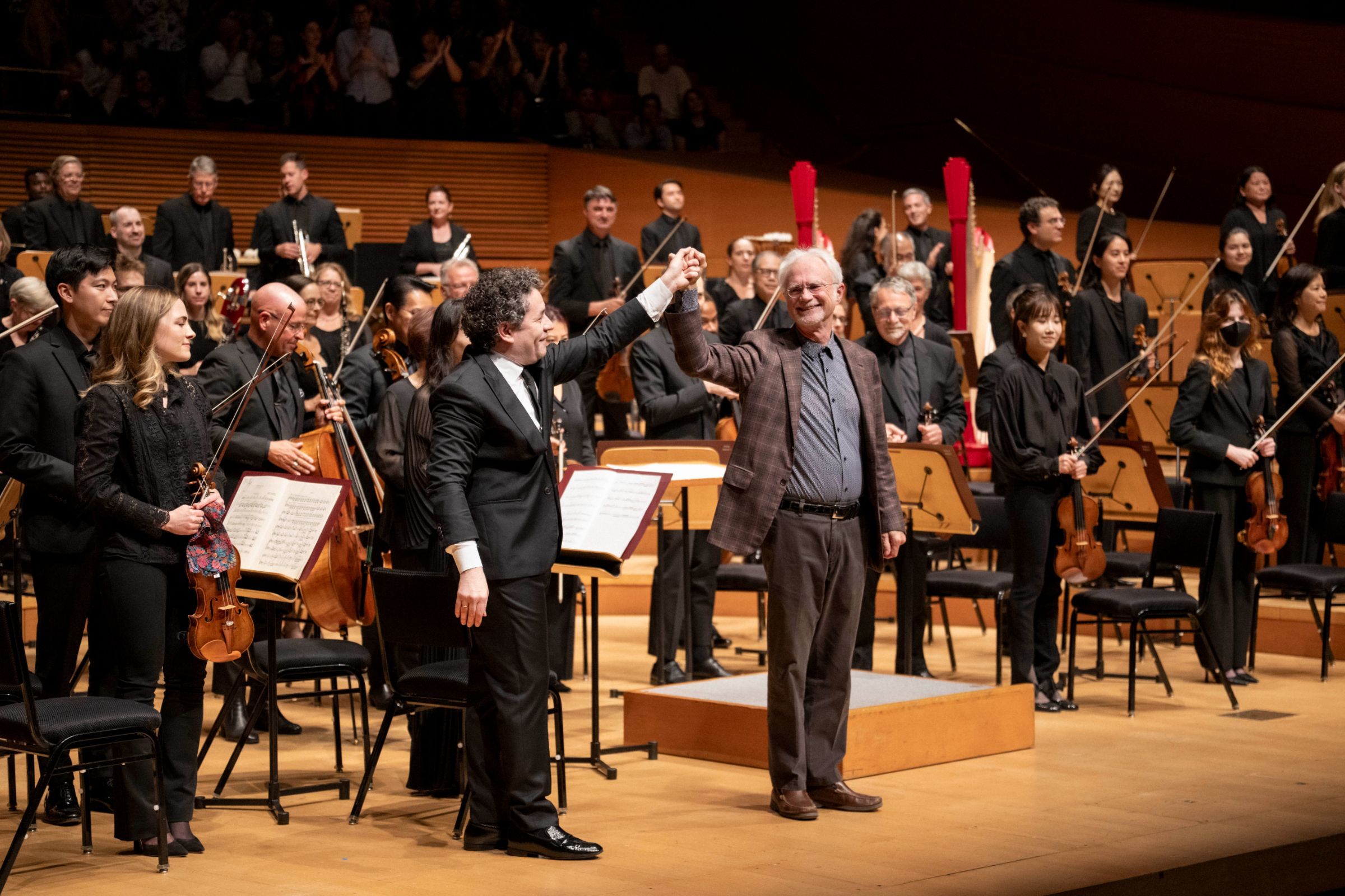 Gustavo Dudamel, John Adams and the Los Angeles Philharmonic &copy; Timothy Norris, courtesy of the Los Angeles Philharmonic Association