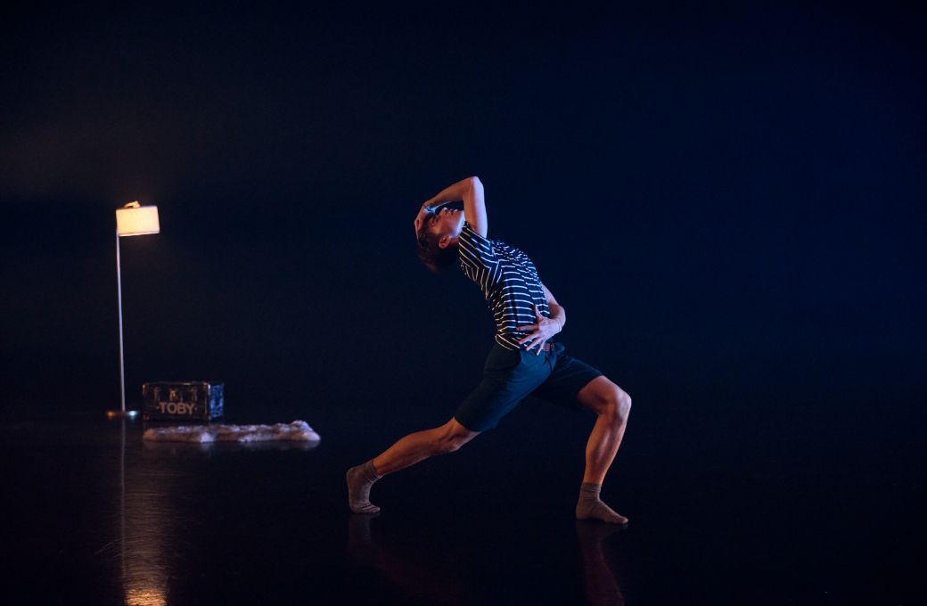 Amos Child in Blue Makwana's <i>Grey Picket Fence</i> &copy; Ian Hippolyte